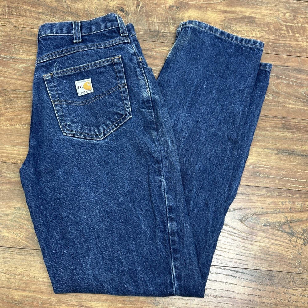 Carhartt FR‎ Flame Resistant Mens 30x33 Blue Work Jeans Pants Denim Western